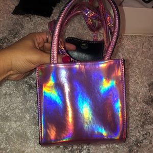 Pink iridescent handbag